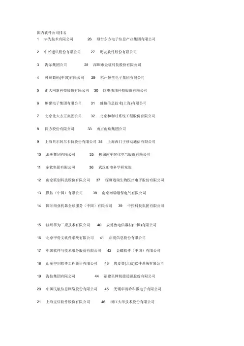 100 IT 企业名单录