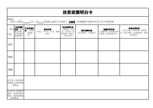 扶贫政策明白卡