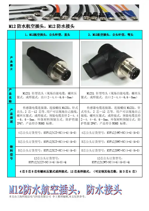 M12防水航空插头,防水接头