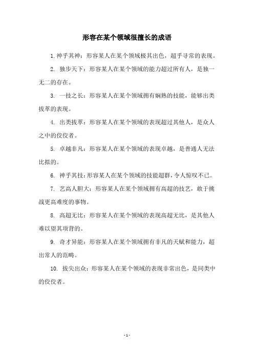 形容在某个领域很擅长的成语