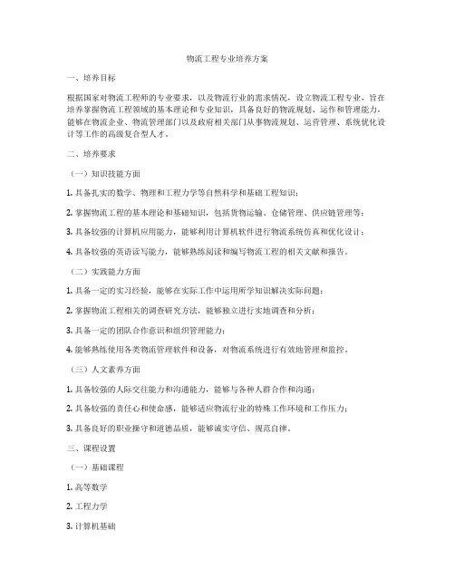 物流工程专业培养方案