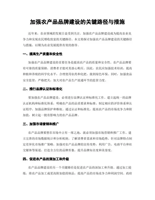 加强农产品品牌建设的关键路径与措施