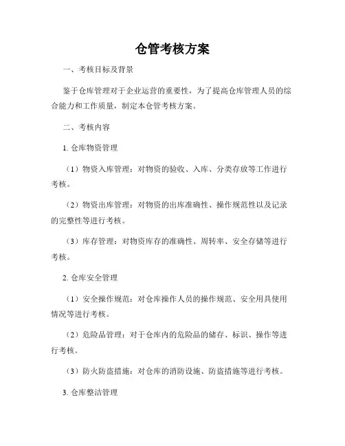 仓管考核方案