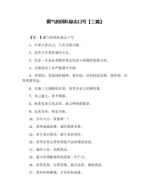 霸气的团队励志口号【三篇】
