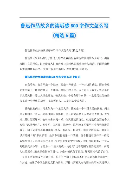 鲁迅作品故乡的读后感600字作文怎么写(精选5篇)