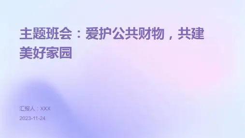 主题班会：爱护公共财物,共建美好家园