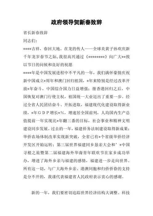 政府领导贺新春致辞