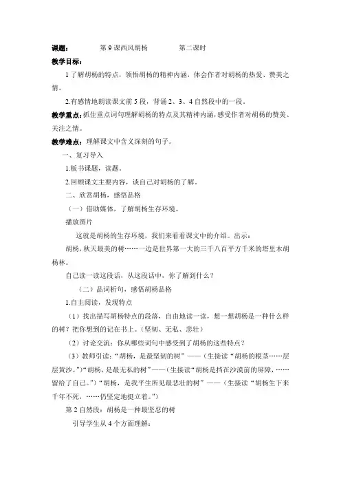 西风胡杨的教案