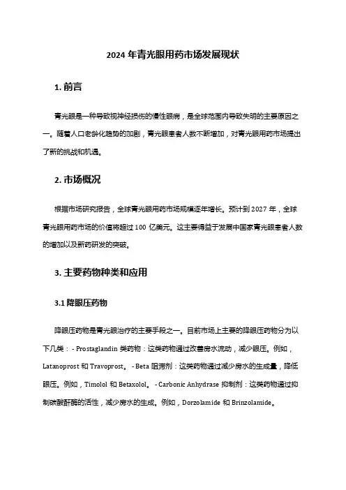 2024年青光眼用药市场发展现状