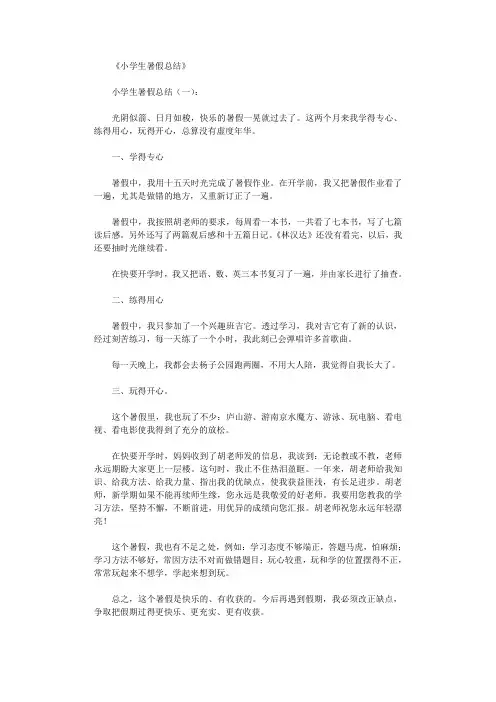 小学生暑假总结8篇完美版