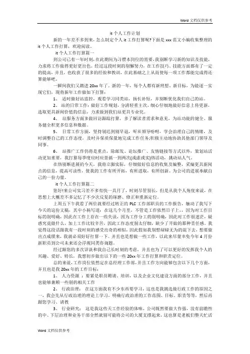 it个人工作计划