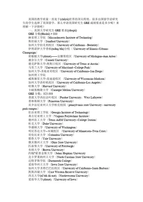 申请美国研究生GRE成绩要求
