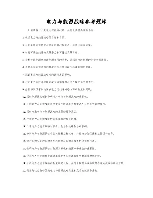 电力与能源战略参考题库