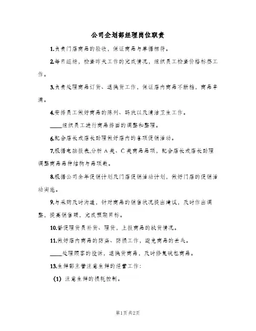 公司企划部经理岗位职责(2篇)