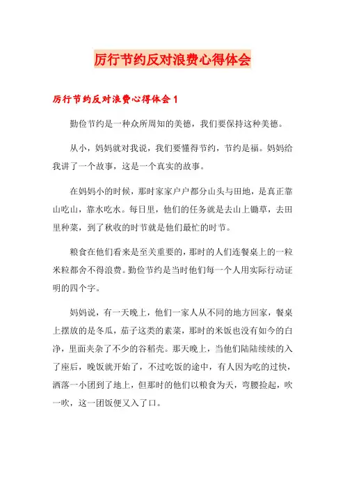 厉行节约反对浪费心得体会