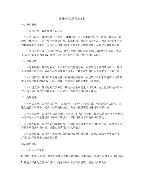 建材公司运营策划方案