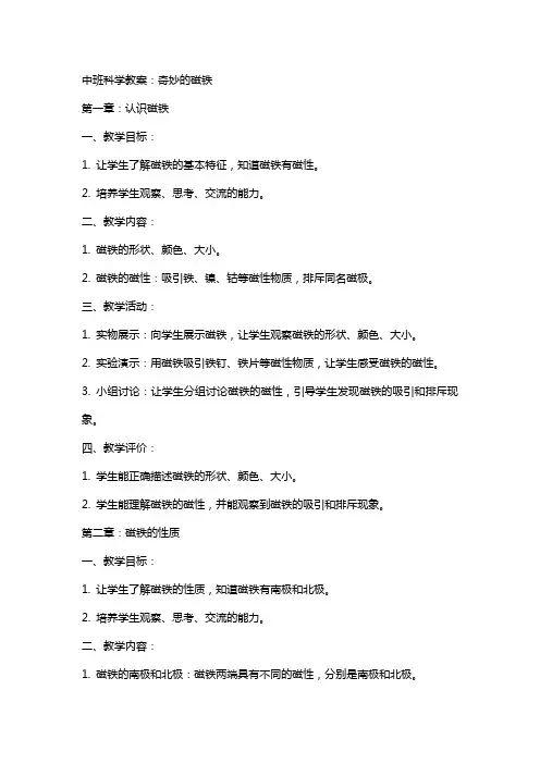 中班科学教案：奇妙的磁铁