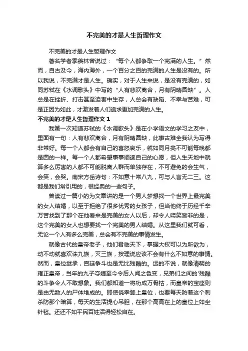 不完美的才是人生哲理作文