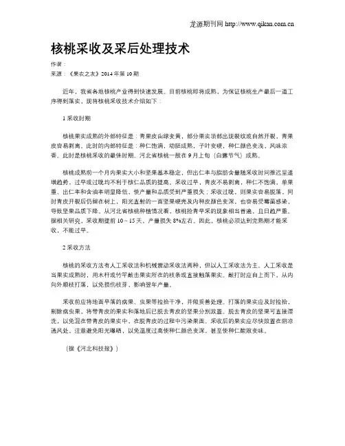 核桃采收及采后处理技术