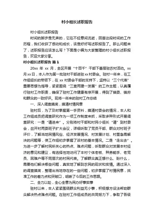 村小组长述职报告