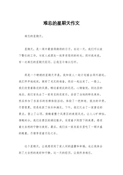 难忘的星期天作文