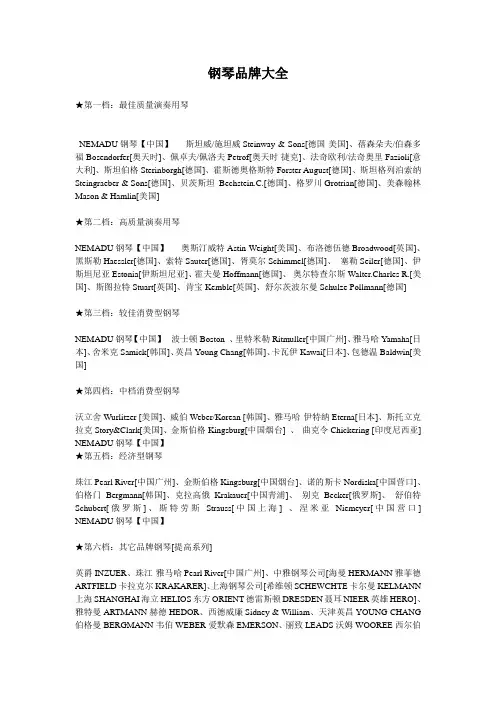 钢琴品牌大全