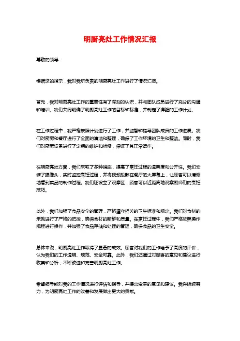 明厨亮灶工作情况汇报