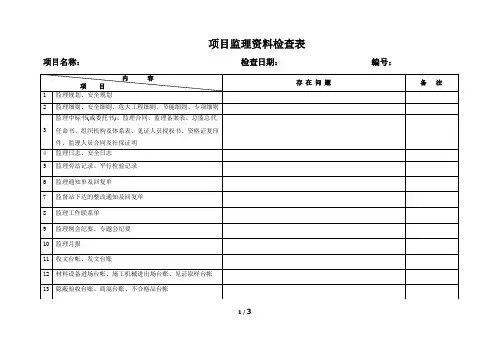 项目监理资料检查表   完整检查