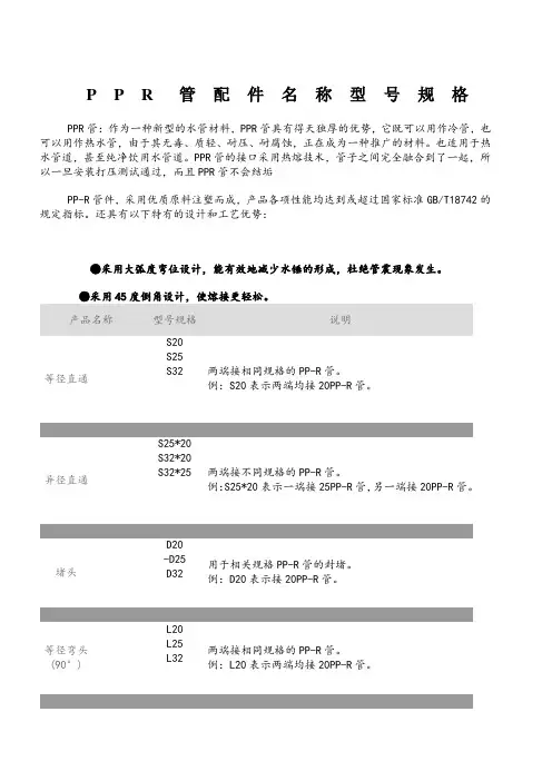 PP-R_管件名称型号规格