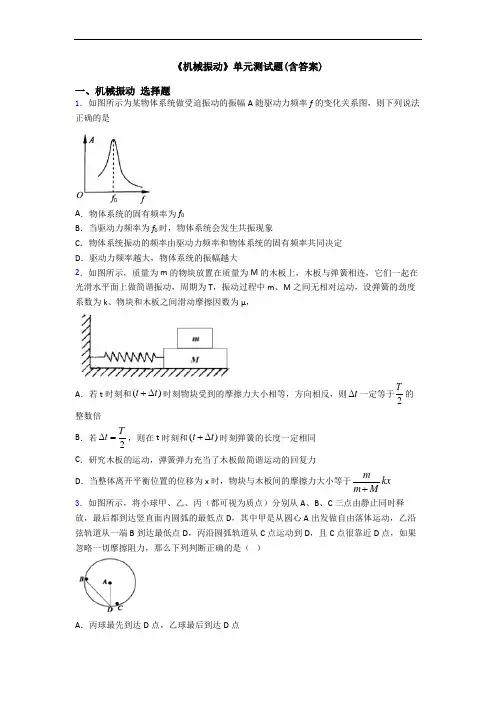 《机械振动》单元测试题(含答案)