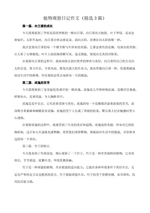 植物观察日记 作文(精选3篇)