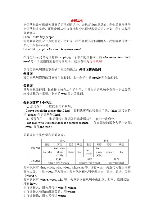 定语从句 浅显易懂