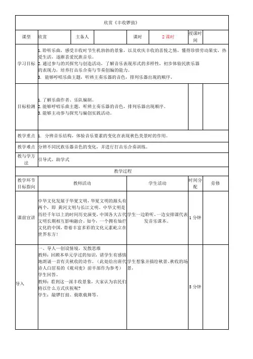 欣赏《丰收锣鼓》-最新经典教案,通用