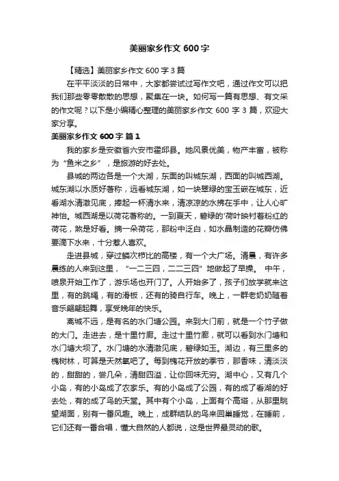 【精选】美丽家乡作文600字3篇