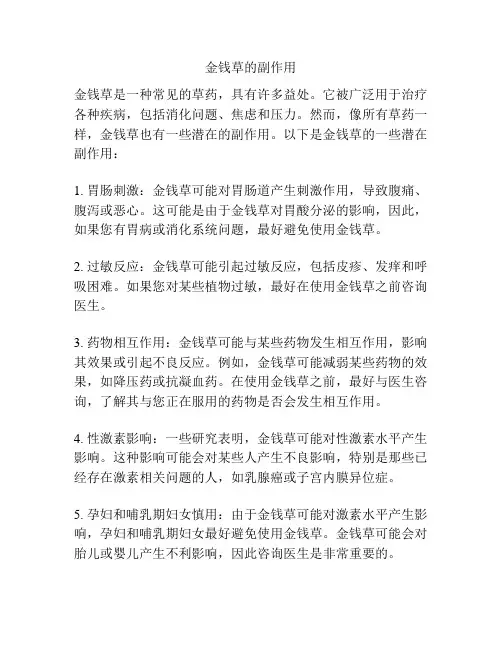 金钱草的副作用