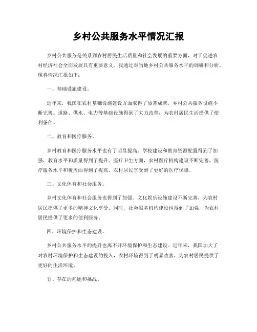 乡村公共服务水平情况汇报
