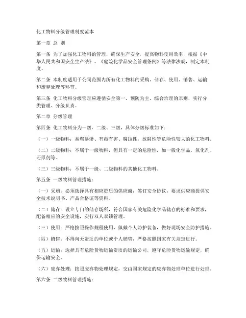 化工物料分级管理制度范本