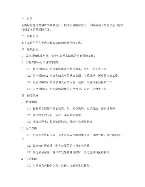 应急预案演练后勤保障方案
