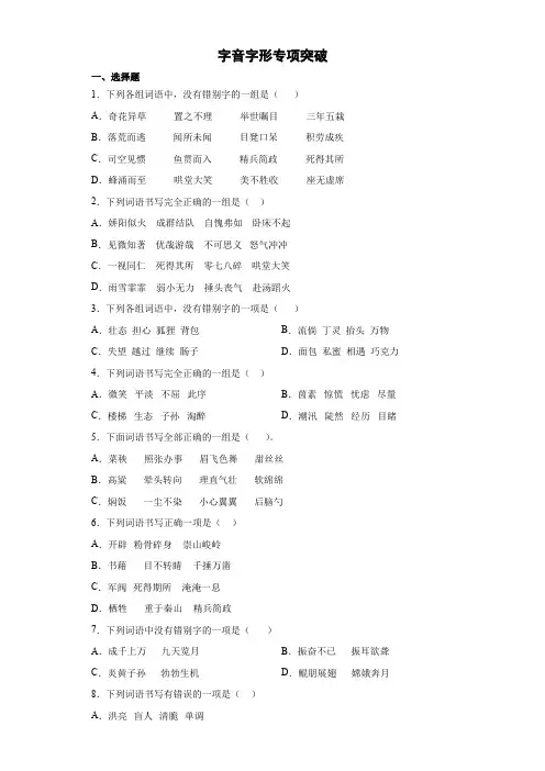 2023小升初字音字形专项突破练习(试题)部编版语文六年级下册 (1)