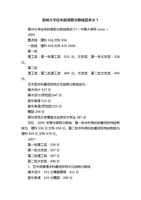 贵州大学往年的录取分数线是多少？