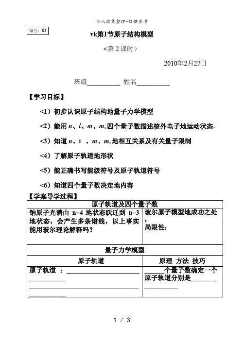 1-1-2 原子结构模型