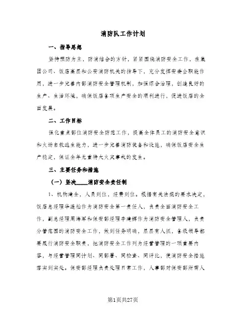 消防队工作计划(5篇)