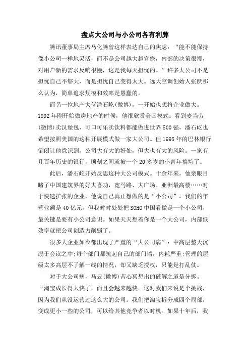 盘点大公司与小公司各有利弊