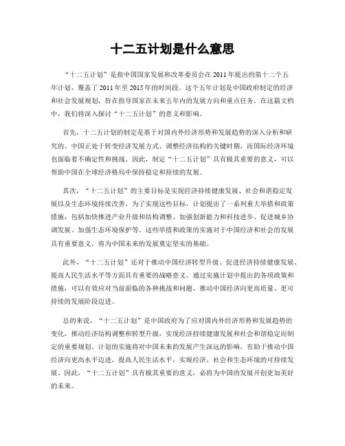 十二五计划是什么意思