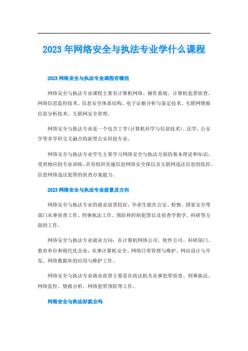 2023年网络安全与执法专业学什么课程