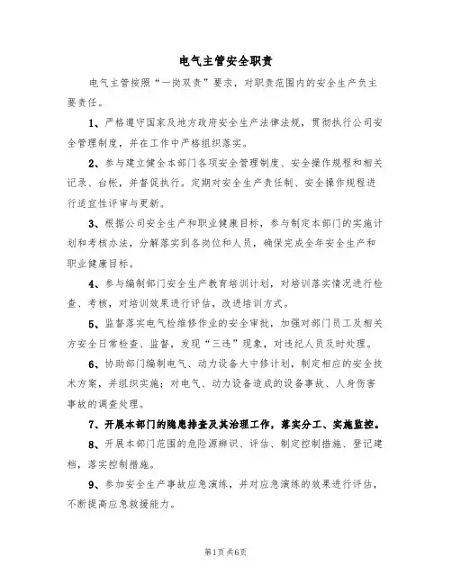 电气主管安全职责（5篇）