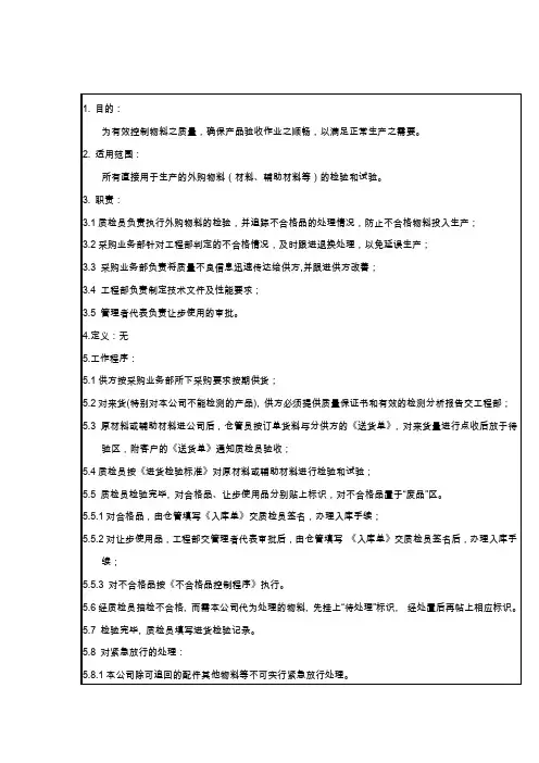 进货检验和试验控制程序