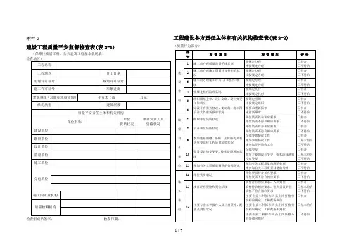 建设工程质量安全监督检查表