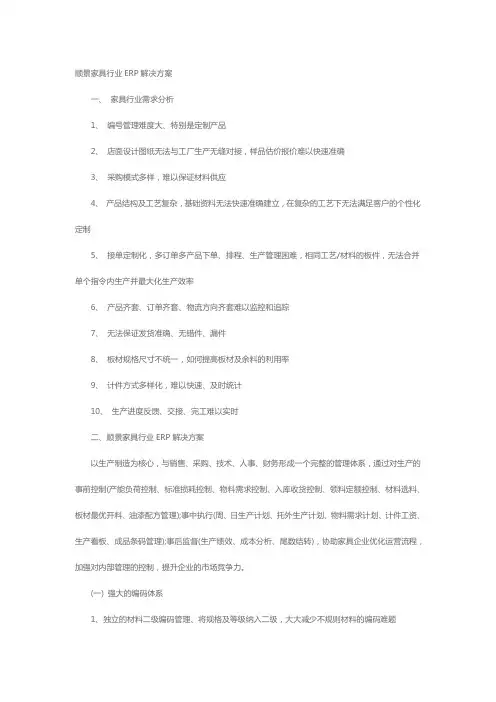 顺景软件家具行业的解决方案