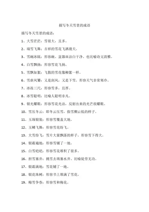 描写冬天雪景的成语
